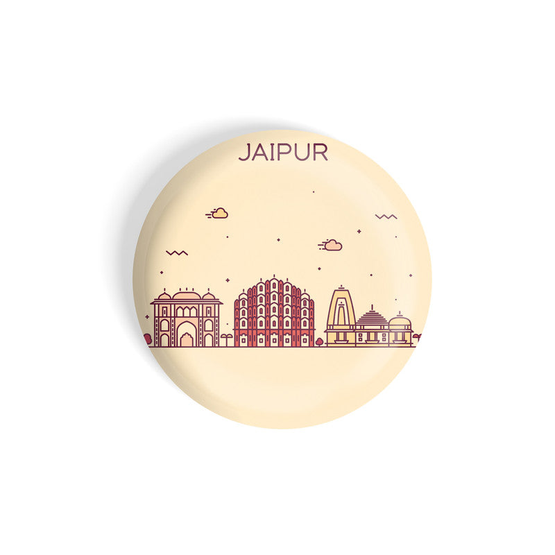 dhcrafts Round Fridge Magnet Brown Color Jaipur Glossy Finish Design Pack of 1 (58 mm)